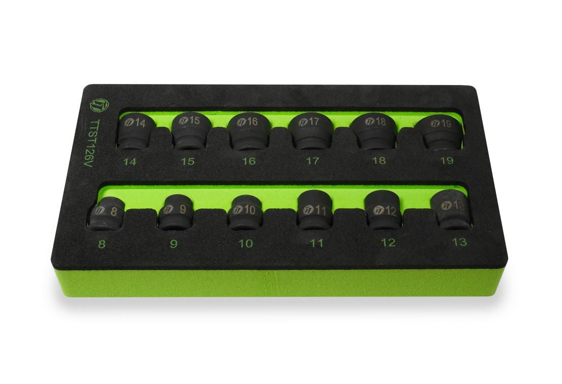 ToolTruck 12pc 3/8 Drive 6 point 8-19mm Stubby Impact Metric Socket Set