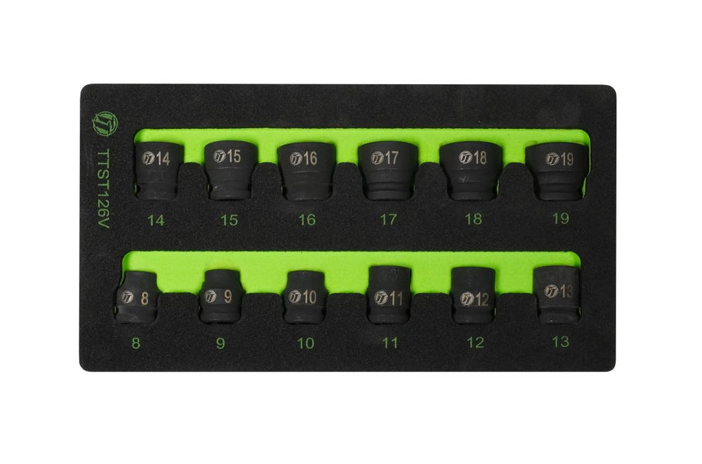 ToolTruck 12pc 3/8 Drive 6 point 8-19mm Stubby Impact Metric Socket Set