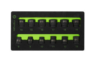 ToolTruck 12pc 3/8 Drive 6 point 8-19mm Stubby Impact Metric Socket Set