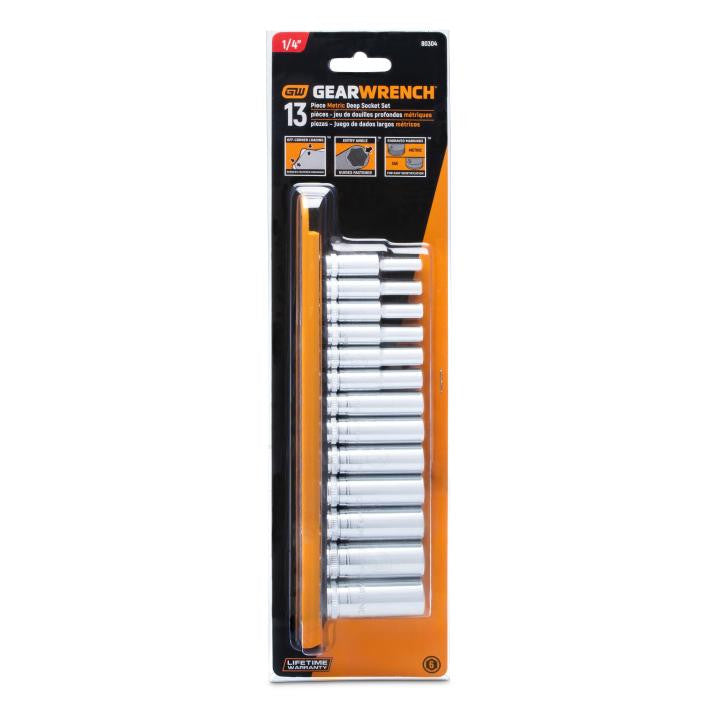 Gearwrench 13pc Deep Socket Set 1/4in Drive 6 Point