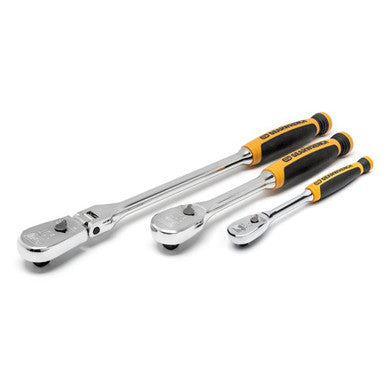 Gearwrench 3Pc 90T Flex Head Ratchet Set 1/4, 3/8, 1/2