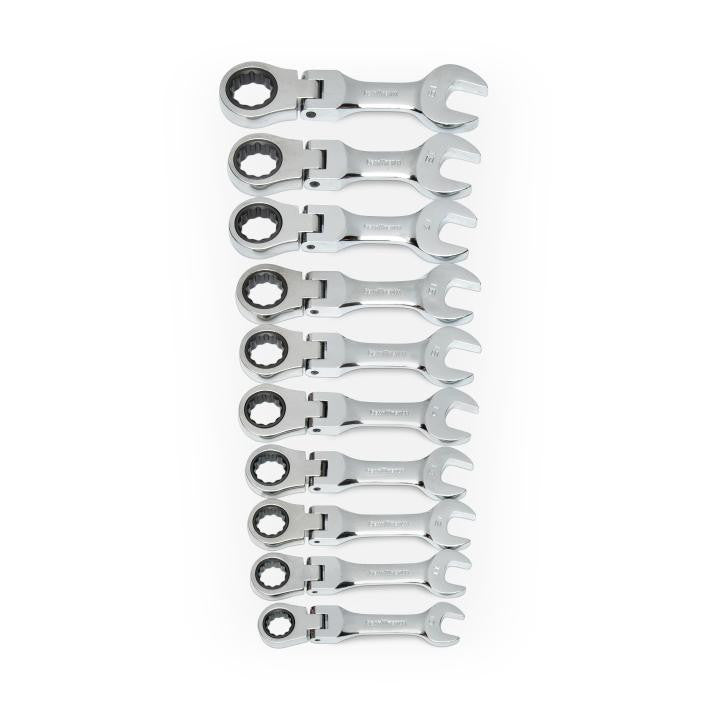 Gearwrench 10pc Stubby Flex Ratcheting Wrench Set Metric 10-19mm