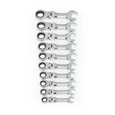 Gearwrench 10pc Stubby Flex Ratcheting Wrench Set Metric 10-19mm