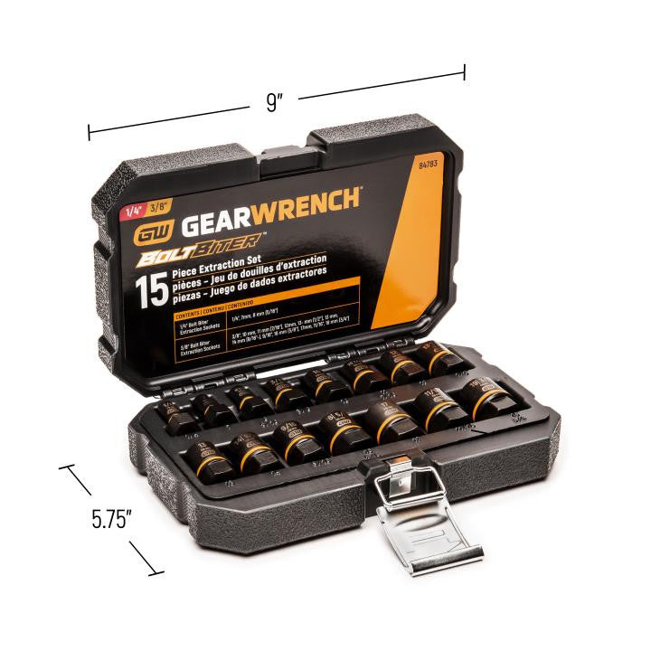 Gearwrench 15Pc 1/4 And 3/8 Dr Bolt Biter Extraction Socket