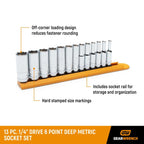 Gearwrench 13pc Deep Socket Set 1/4in Drive 6 Point