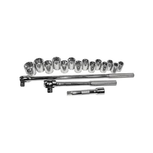 K Tool Socket Set 1/2 Dr 6 Point Metric 15-28mm 17Pc