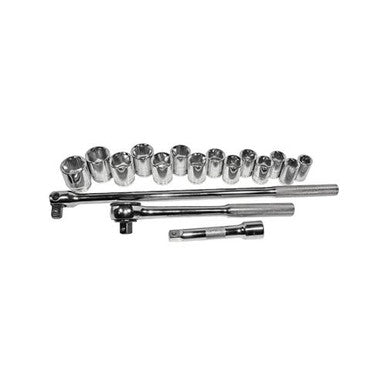 K Tool Socket Set 1/2 Dr 6 Point Metric 15-28mm 17Pc
