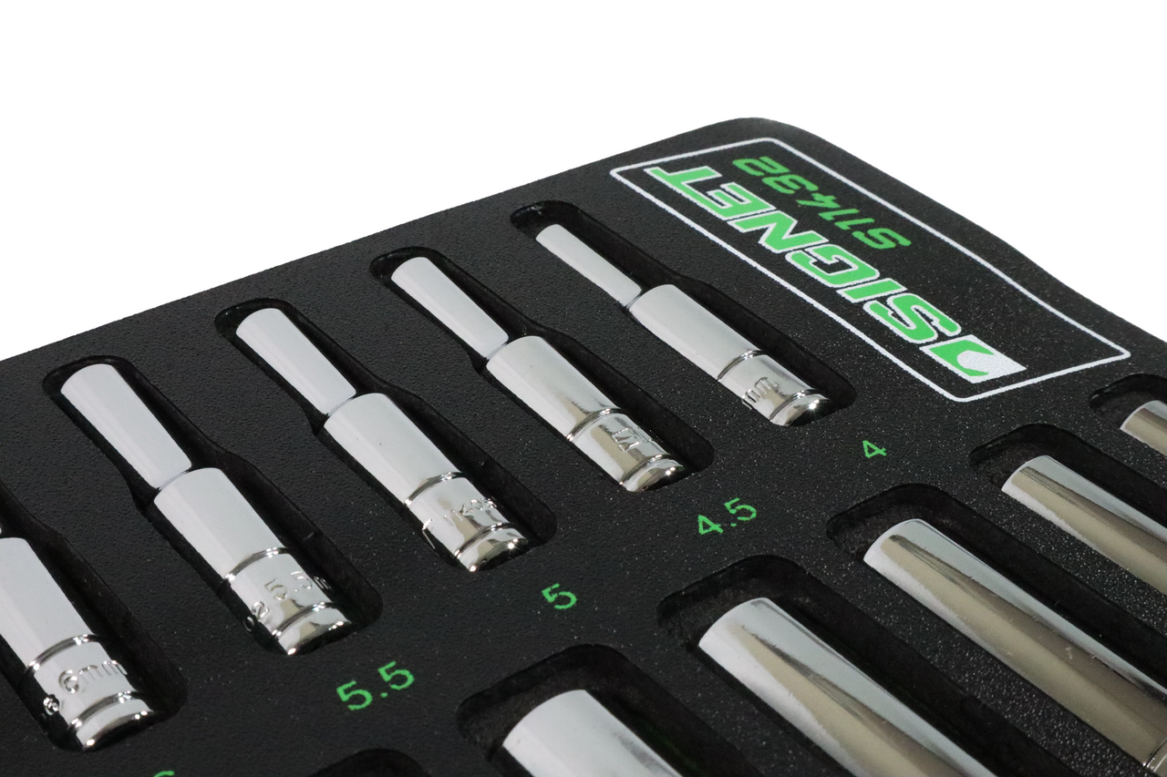 Signet 13pcs 1/4" Drive 6 Point Deep Socket Set 4-14mm in EVA Foam