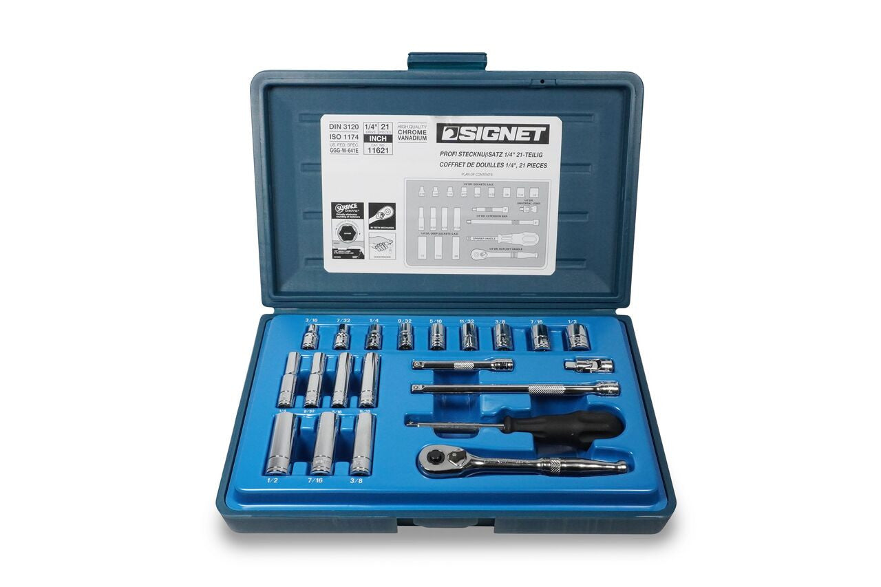 Signet 21pc SAE Socket Set 1/4 Drive