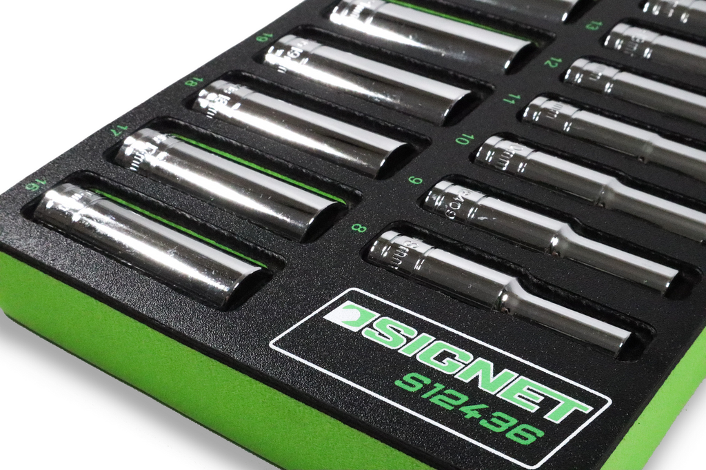 Signet 15 Piece 3/8" Drive 6 Point Deep Socket Set in EVA Foam