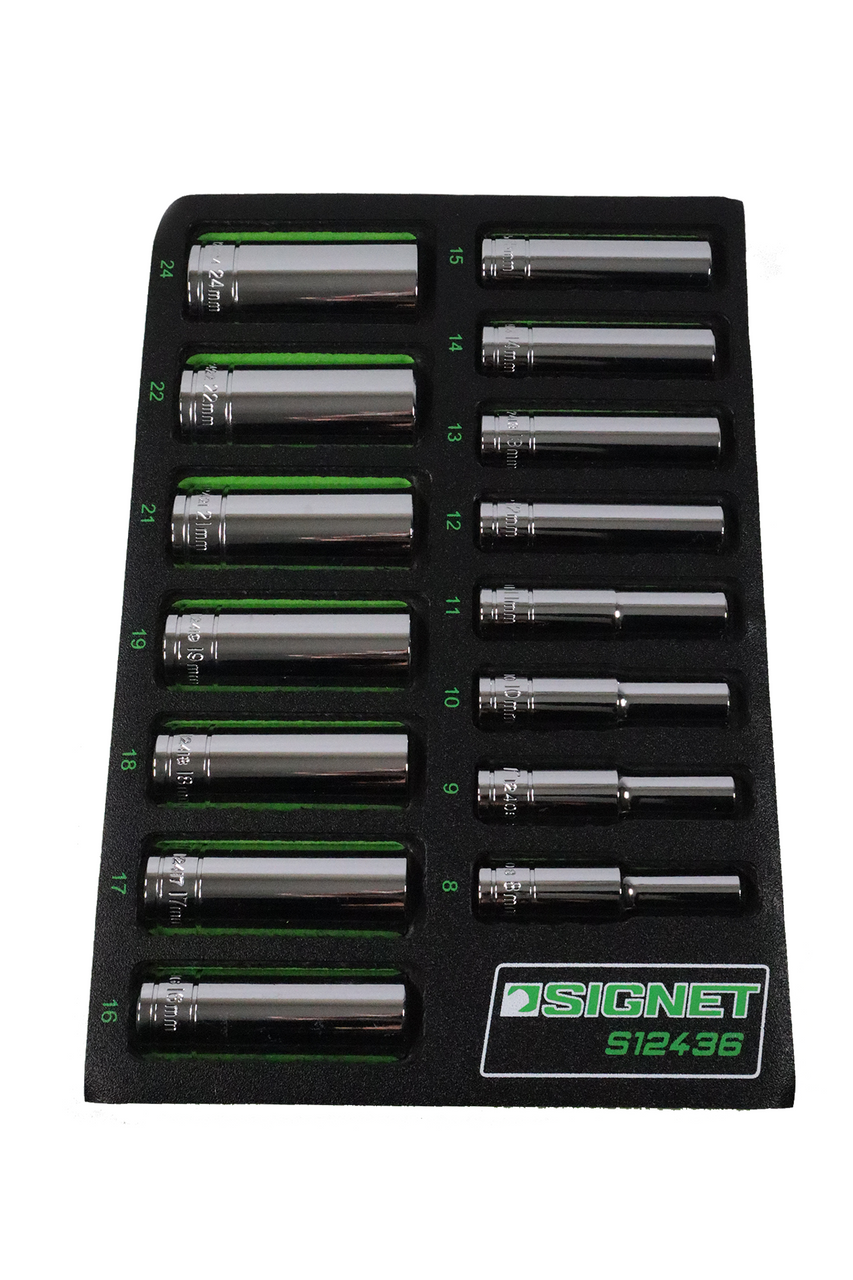 Signet 15 Piece 3/8" Drive 6 Point Deep Socket Set in EVA Foam