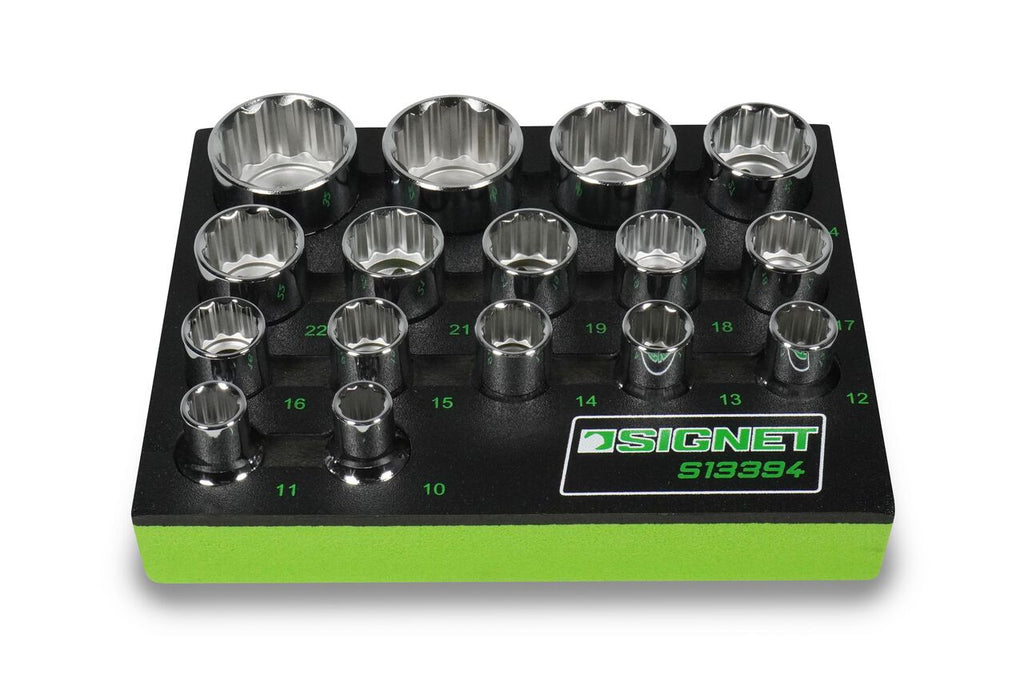 Signet 16 Piece 1/2" Drive 12 Point Socket Set in EVA Foam