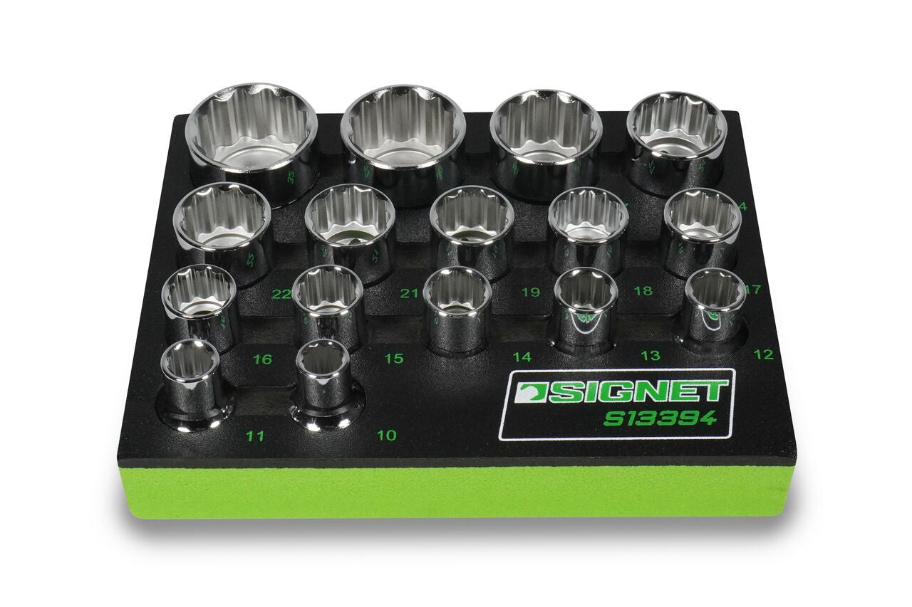 Signet 16 Piece 1/2" Drive 12 Point Socket Set in EVA Foam