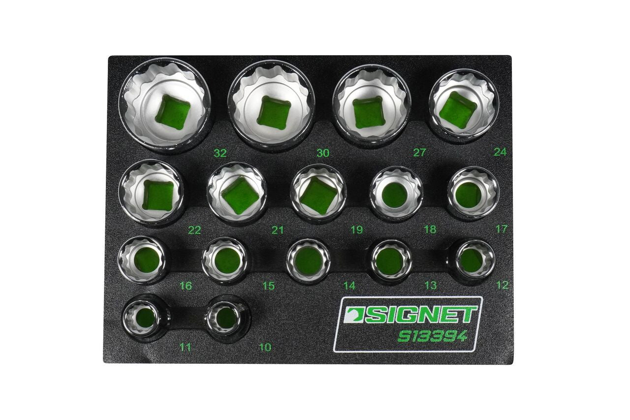 Signet 16 Piece 1/2" Drive 12 Point Socket Set in EVA Foam