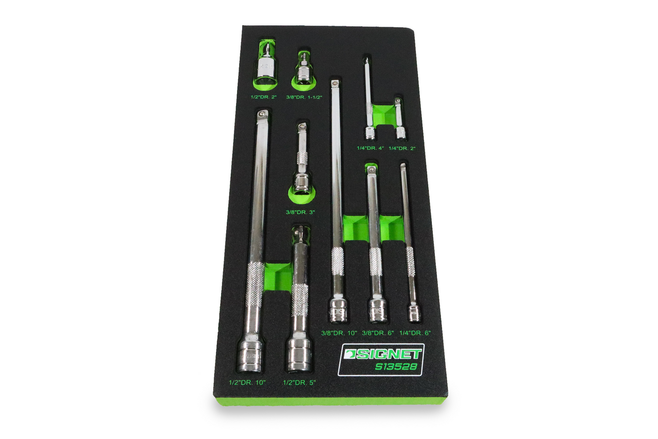 Signet 10 Piece Wobble Extension 1/4 3/8 1/2 Set EVA Foam