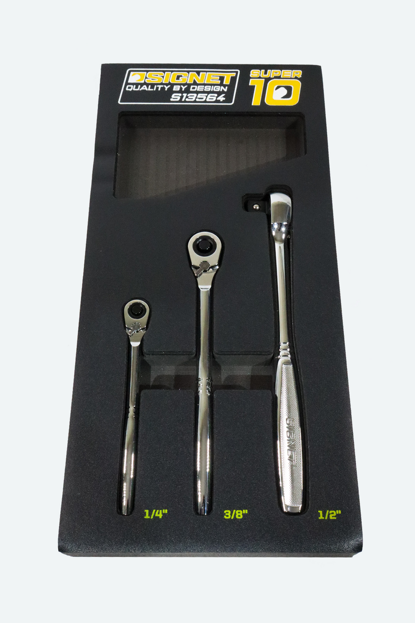 Signet 3 Piece Super 10 Ratchet 1/4", 3/8" & 1/2" Drive EVA Foam Set
