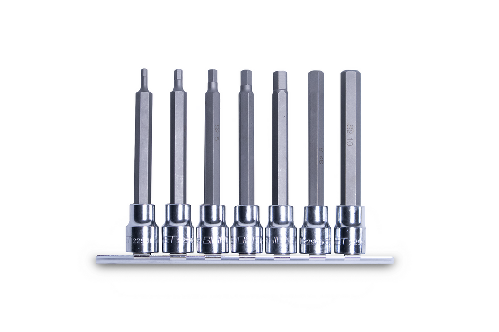 Signet Long Hex Bit Socket Set 3/8" Drive 3-10mm on Rail