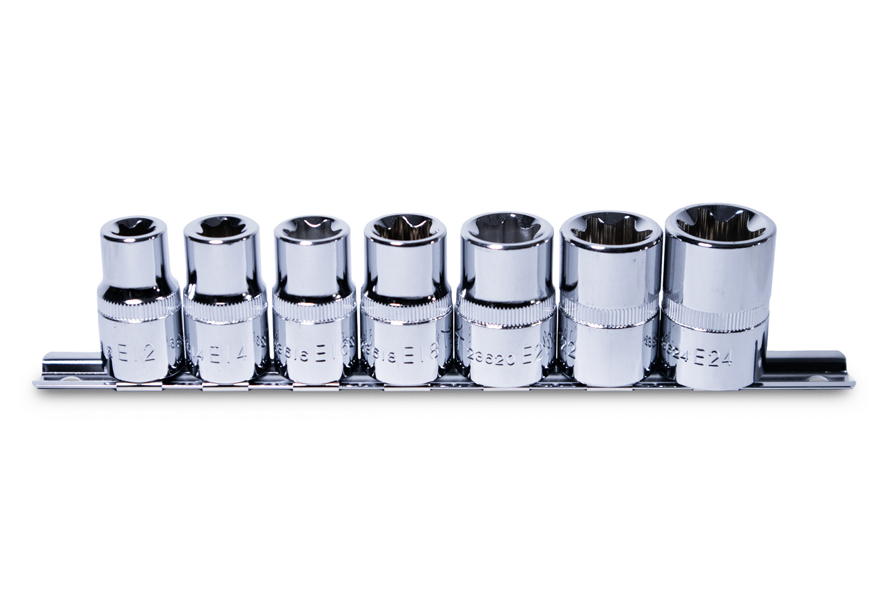 Signet 7pc E-TX Socket Set 1/2 Drive E12-E24 on Rail