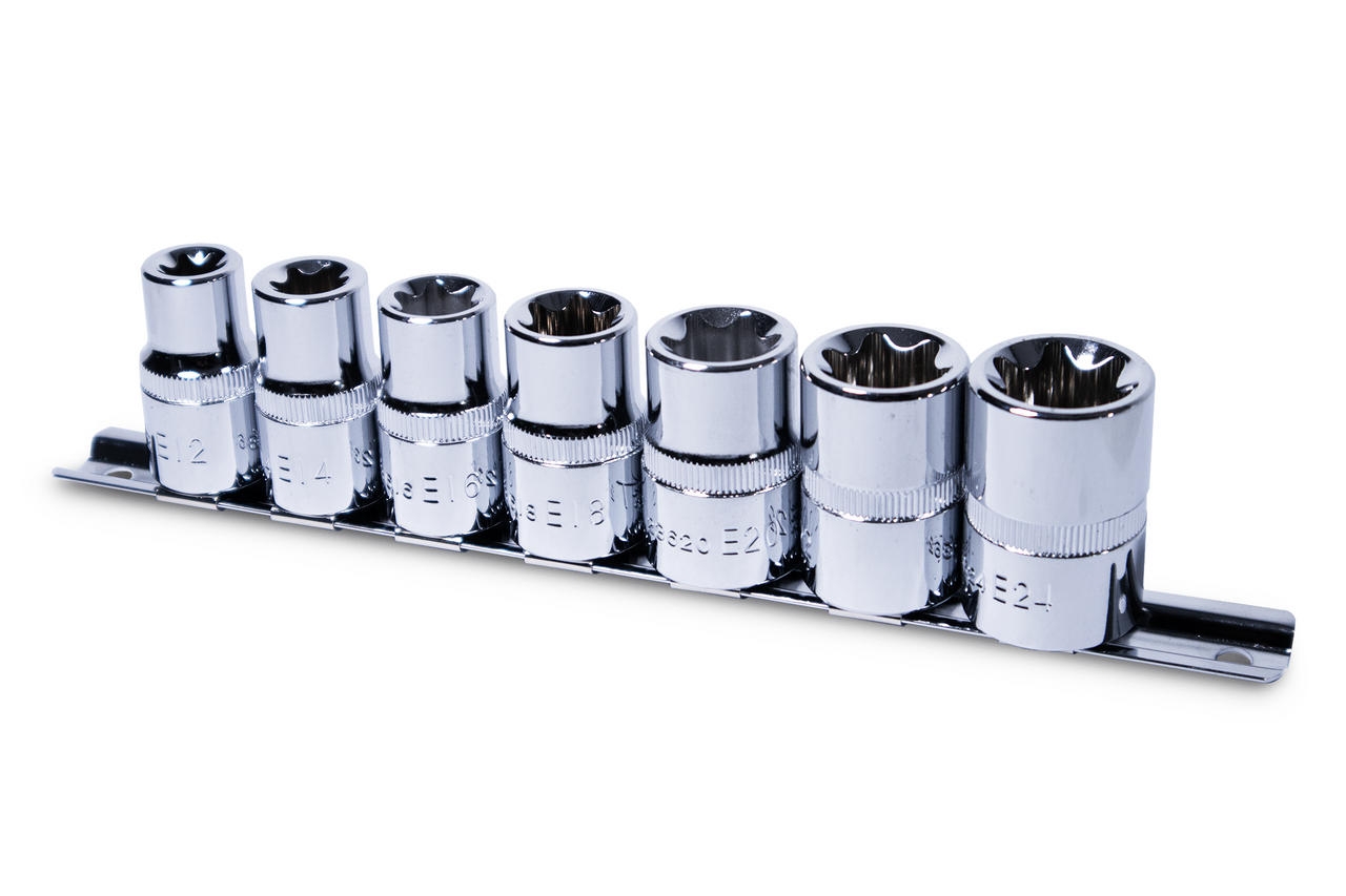 Signet 7pc E-TX Socket Set 1/2 Drive E12-E24 on Rail