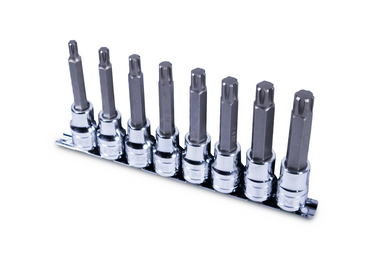 Signet 8 Piece Long Ribe Socket Set 1/2" Drive M7-M14 on Rail 8 Piece