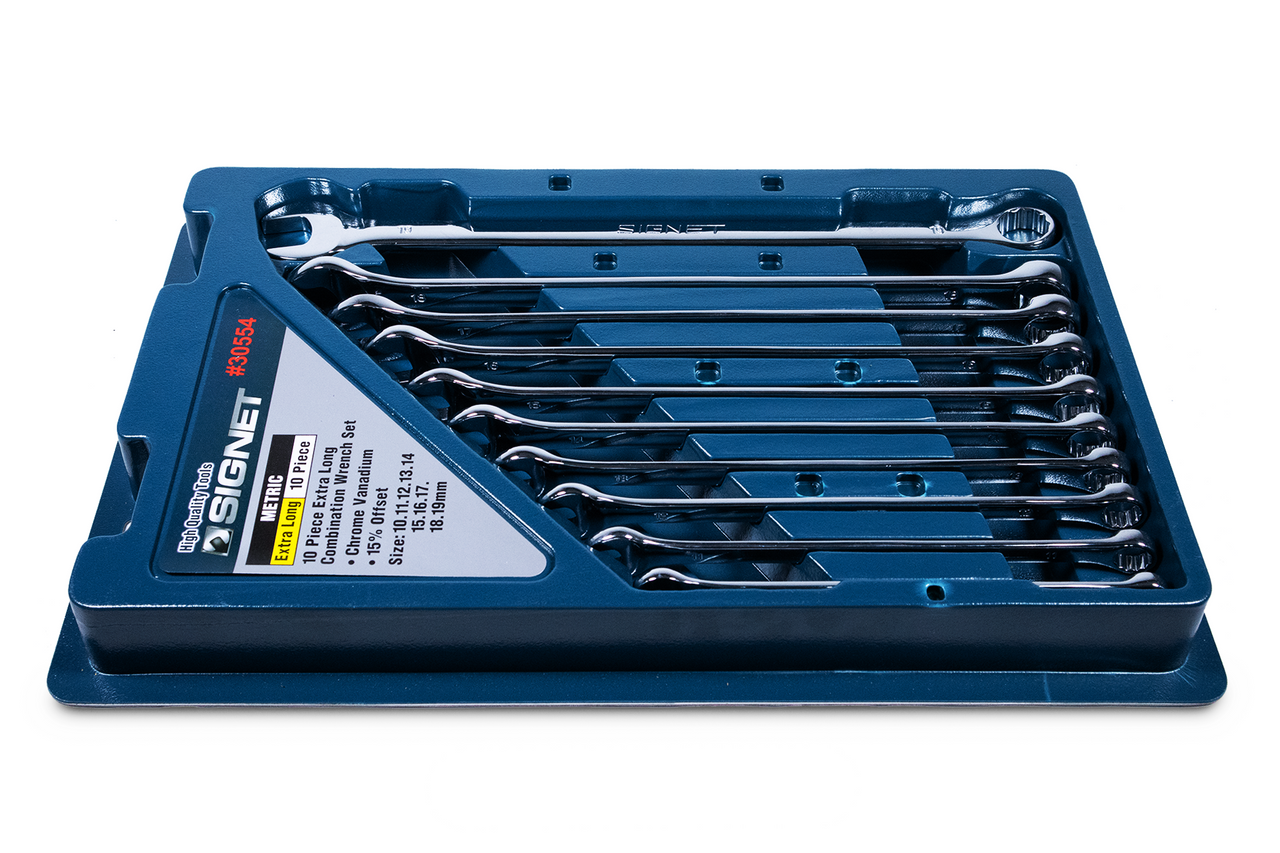 Signet 10 Piece Extra Long Spanner Set 10-19mm