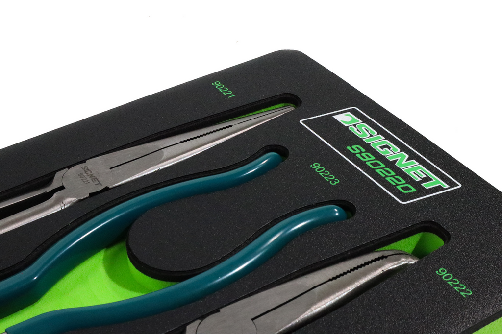 Signet 3 Piece Extra Long Nose Plier Set 400mm 16 Inch EVA FOAM