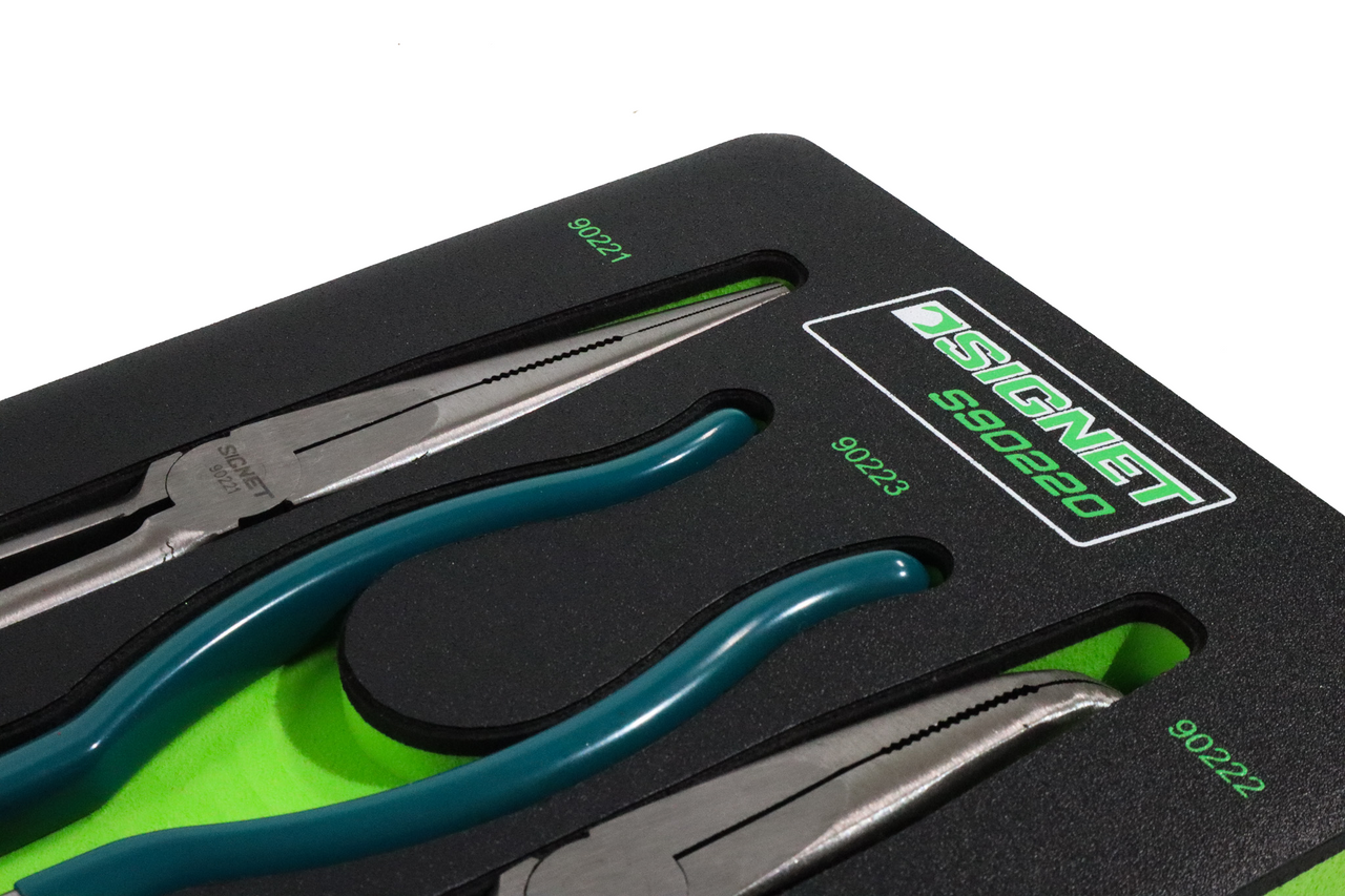 Signet 3 Piece Extra Long Nose Plier Set 400mm 16 Inch EVA FOAM