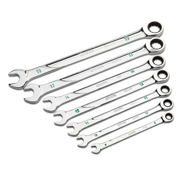 Sata 7pc Metric 120XP 6X Combi Ratcheting Spanner Set 8-19mm