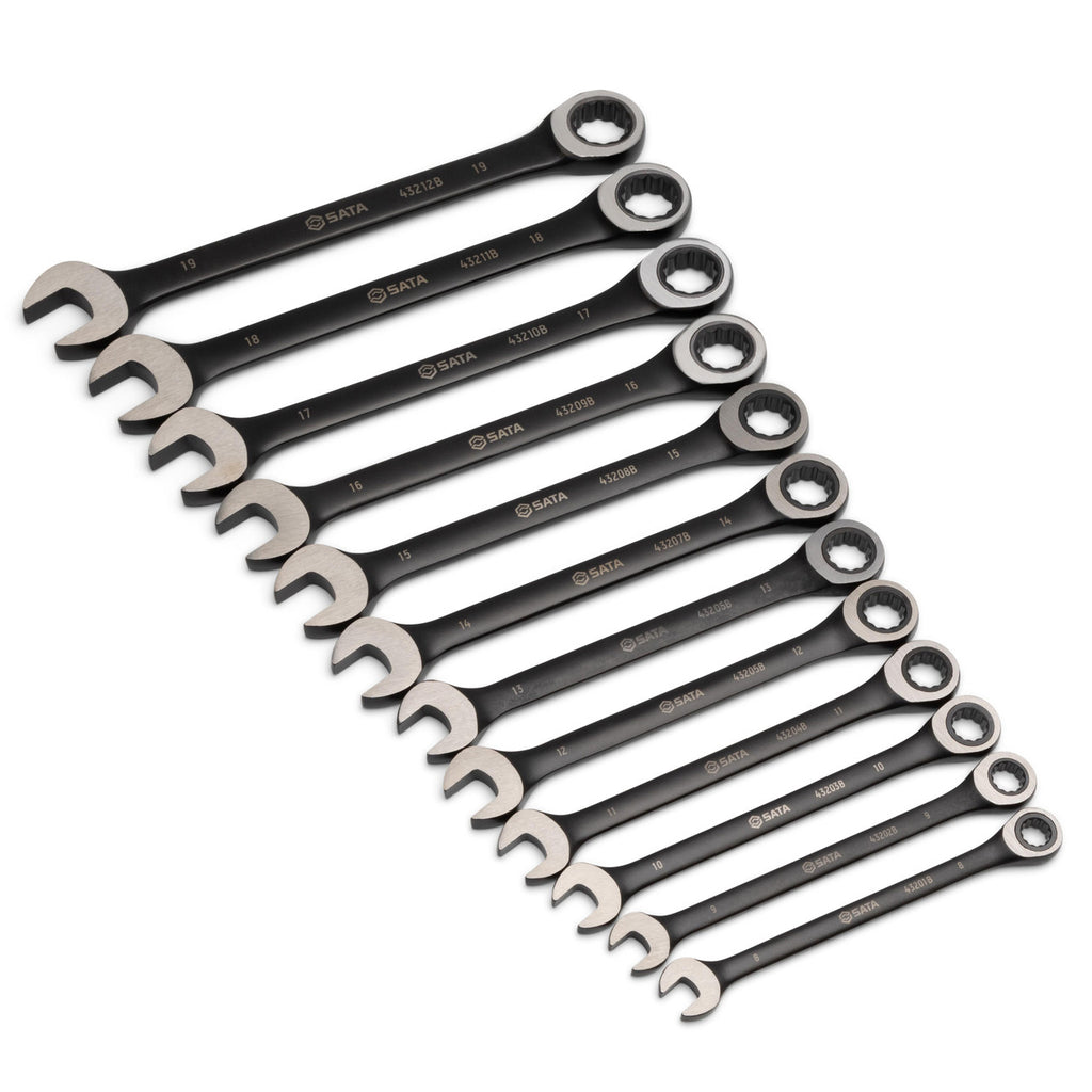 Sata 12pc Metric Combi Ratcheting Wrench Set Black