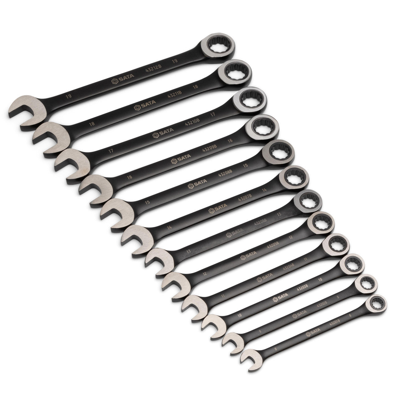Sata 12pc Metric Combi Ratcheting Wrench Set Black