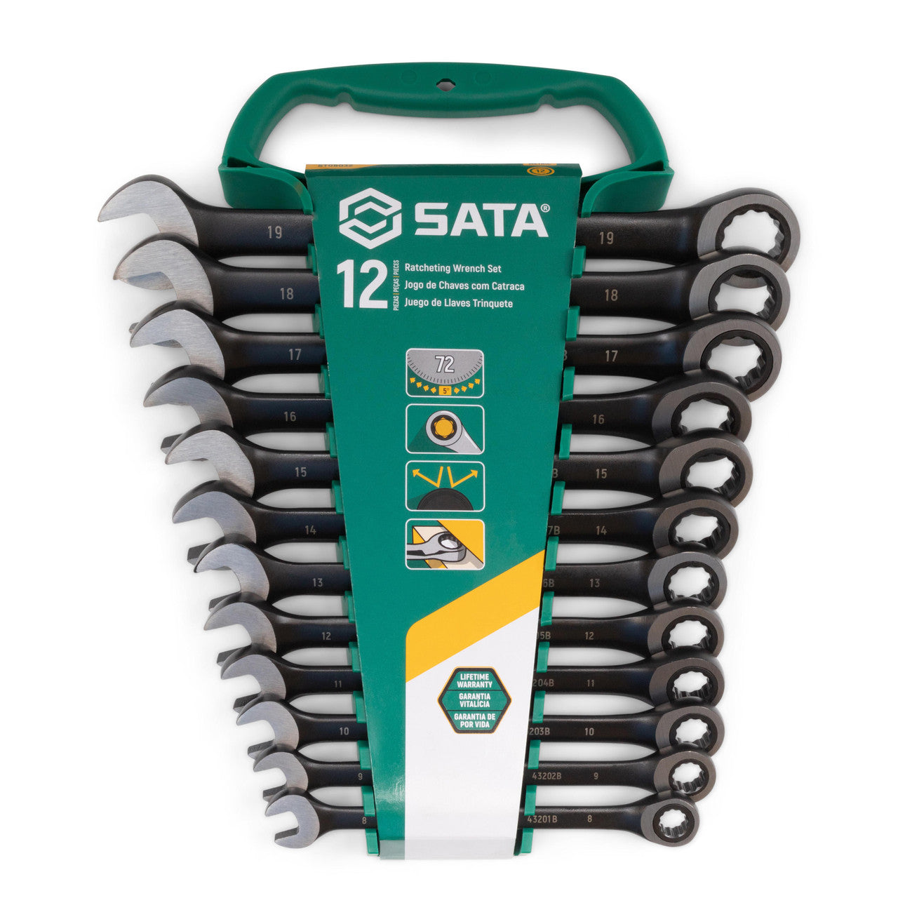 Sata 12pc Metric Combi Ratcheting Wrench Set Black