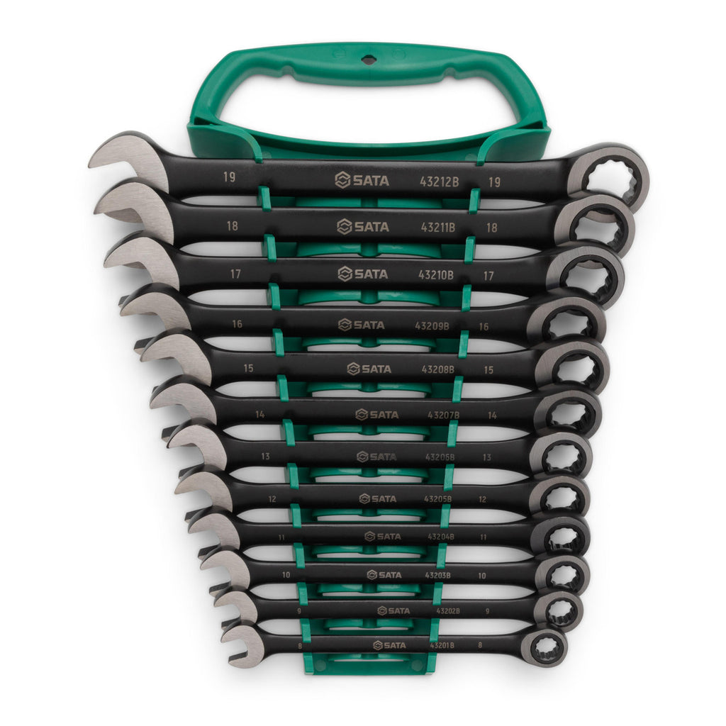 Sata 12pc Metric Combi Ratcheting Wrench Set Black