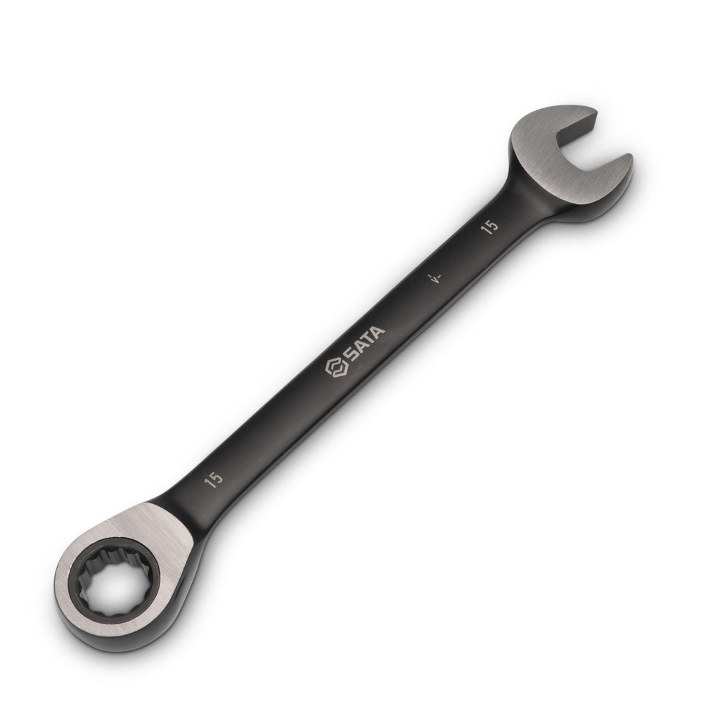 Sata 12pc Reversible Ratcheting Wrench Set Metric -Black