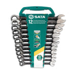 Sata 12pc Reversible Ratcheting Wrench Set Metric -Black