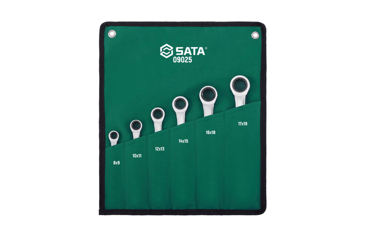 Sata 6pc Double Box Ratcheting Spanner Set 8-19mm