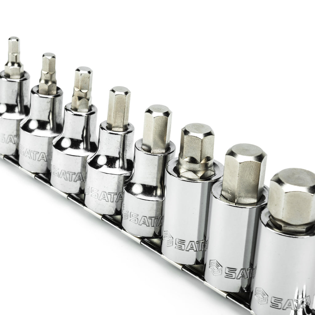 Sata 1/2Dr 9pc Hex Socket Set 4-17mm