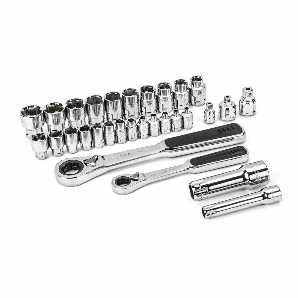 Sata 1/4Dr & 3/8Dr 30pc Metric Pass-Thru Socket Set