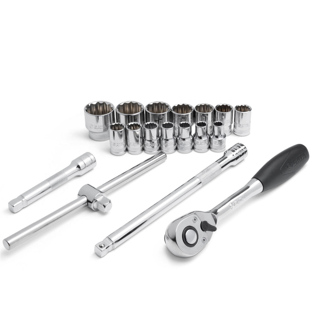 Sata 18pc 1/2 Dr Metric Socket Set