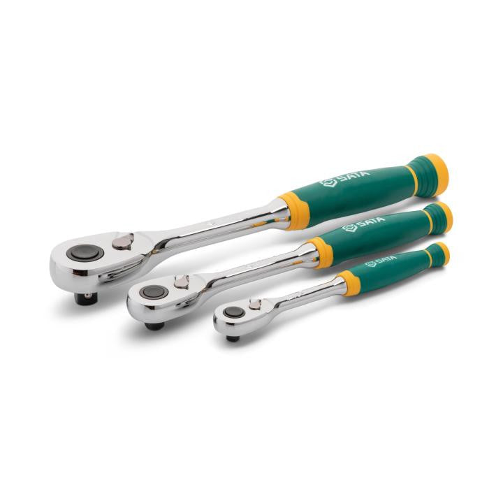 Sata 3pc Ratchet Set 72T  Teardrop Comfort Grip 1/4, 3/8, 1/2