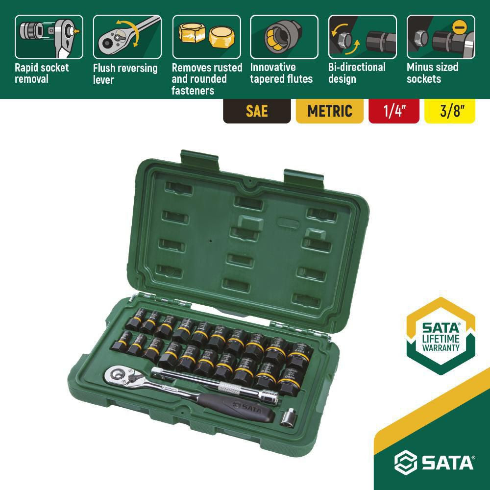 Sata 23pc 1/4 & 3/8Dr Bolt Biter Set