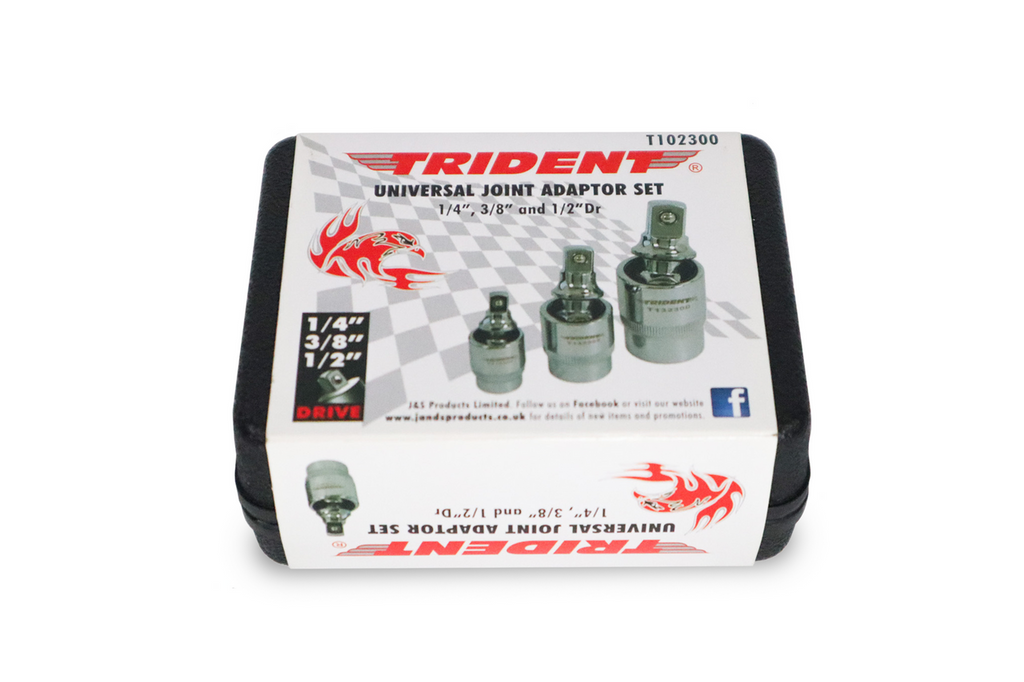 Trident 3pc Universal Joint Set 1/4, 3/8, 1/2 Drive