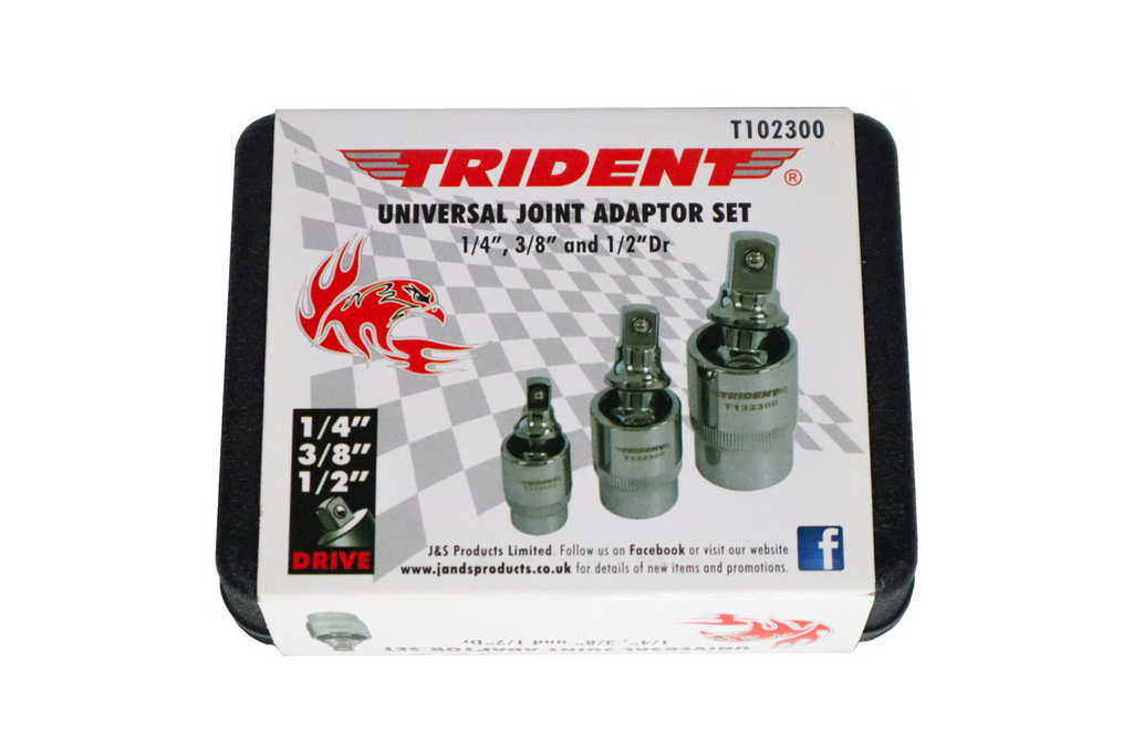 Trident 3pc Universal Joint Set 1/4, 3/8, 1/2 Drive