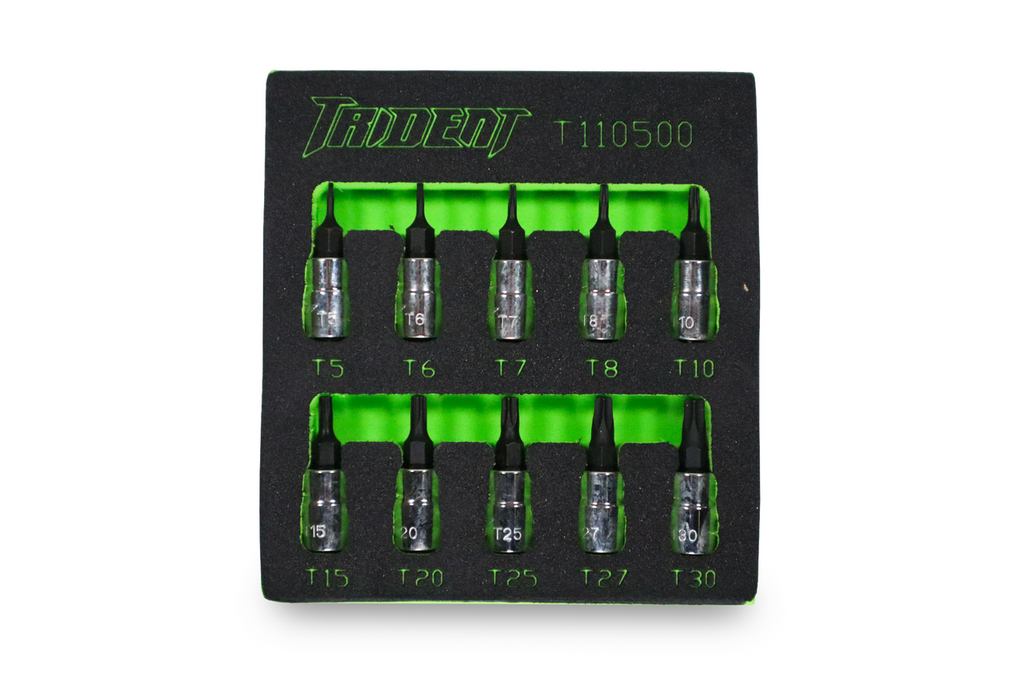 Trident 10pc TX Socket Set 1/4 Drive in EVA foam