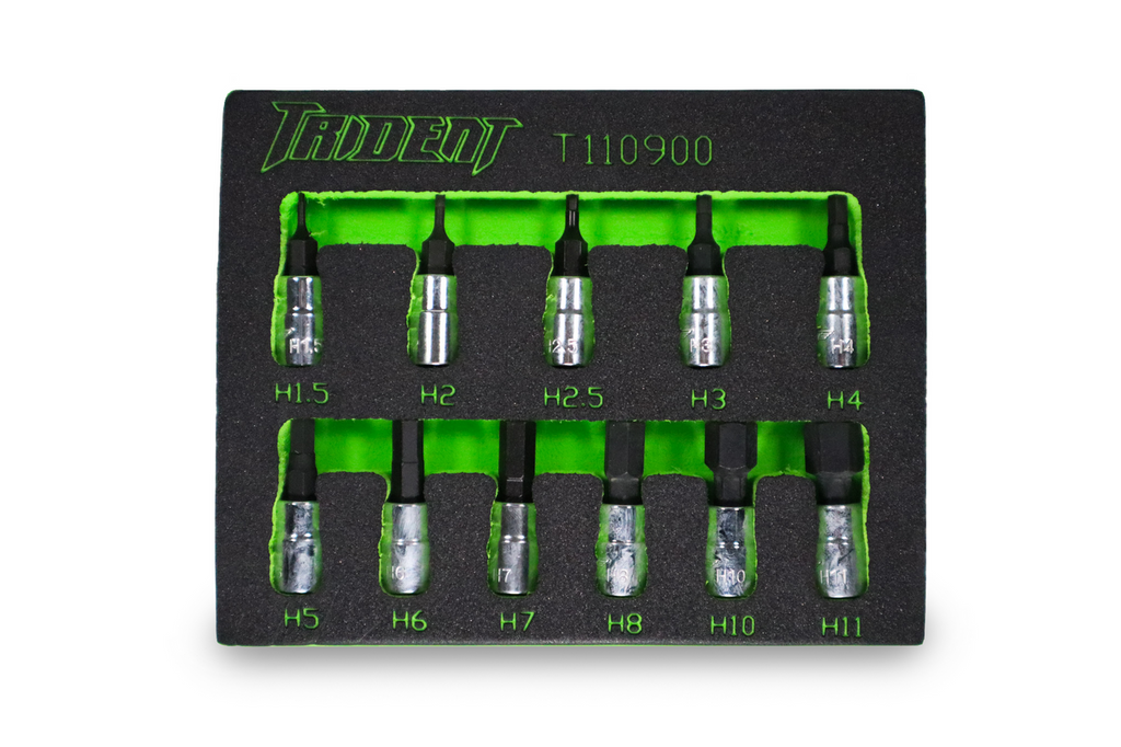 Trident 11pc Hex Socket Set 1/4 Drive in EVA foam