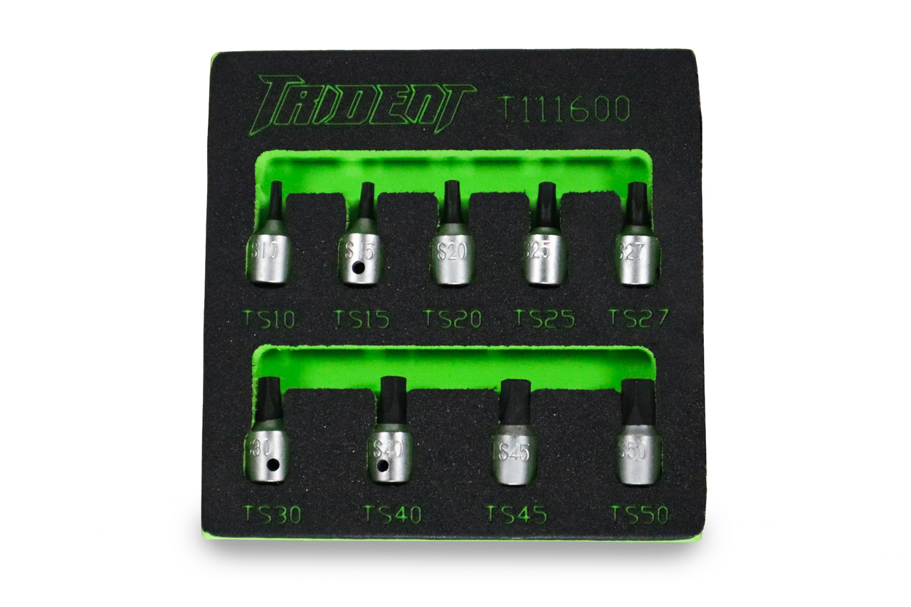 Trident 9pc 5 point Tamper Bit Set 1/4 Drive