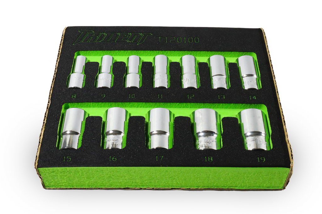 Trident 12pc Semi Deep Socket Set 3/8 Dr 8-19mm EVA Tray