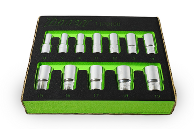 Trident 12pc Semi Deep Socket Set 3/8 Dr 8-19mm EVA Tray