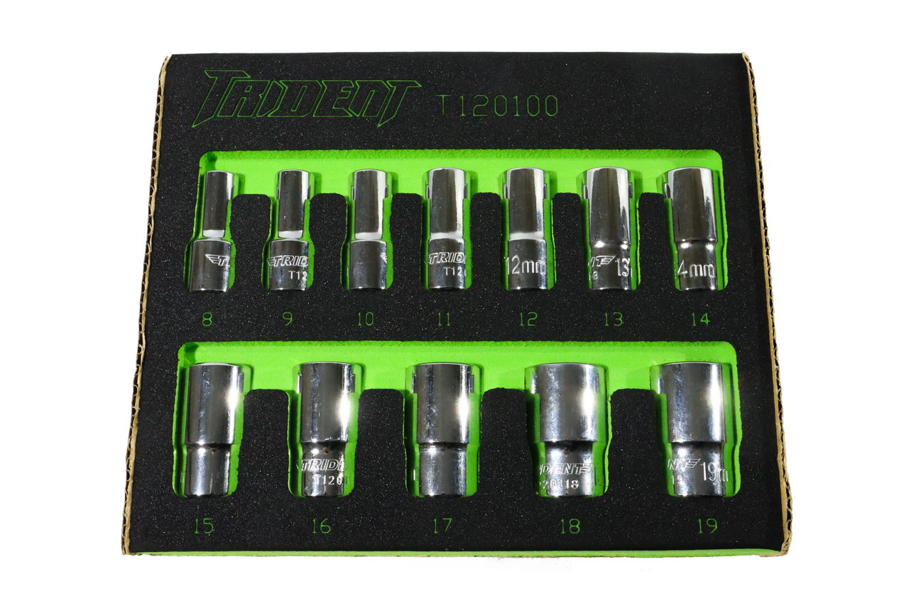Trident 12pc Semi Deep Socket Set 3/8 Dr 8-19mm EVA Tray