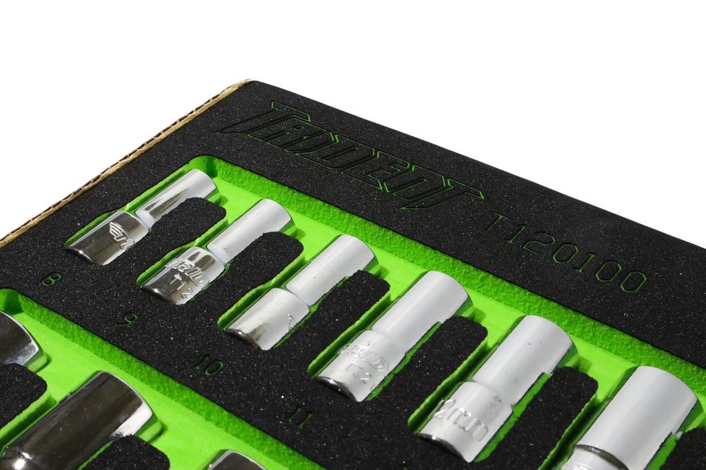 Trident 12pc Semi Deep Socket Set 3/8 Dr 8-19mm EVA Tray