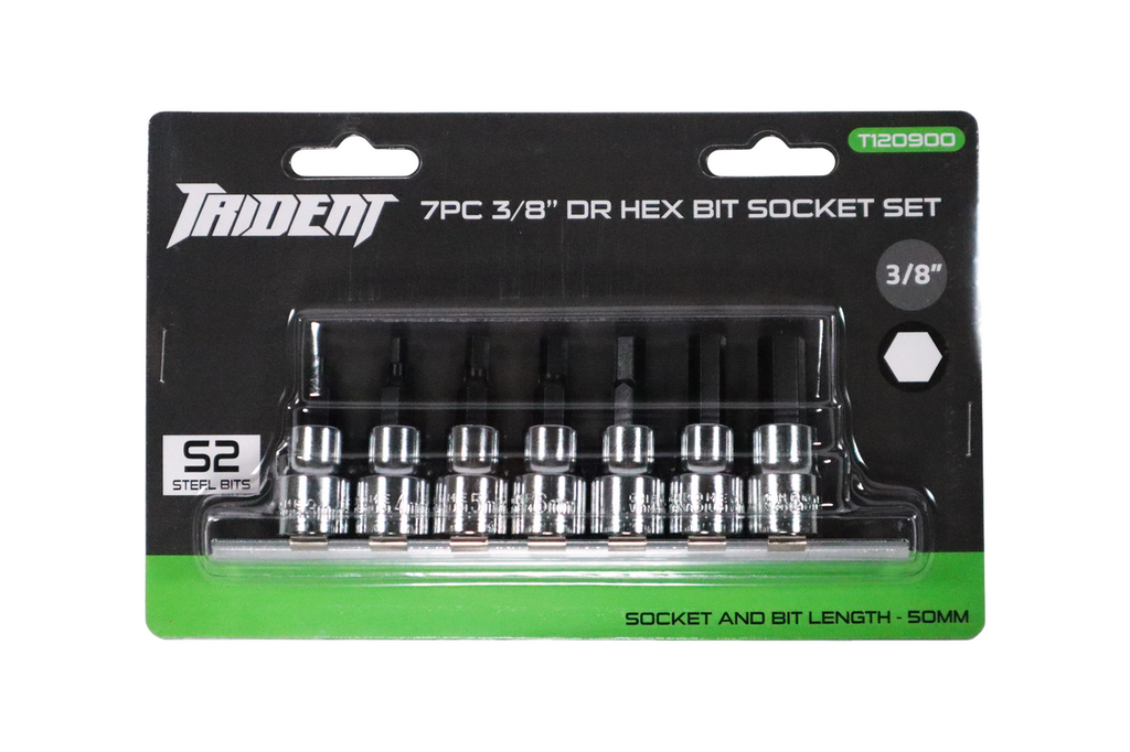Trident 7pc Hex Bit Set 3/8 Drive 3-10mm